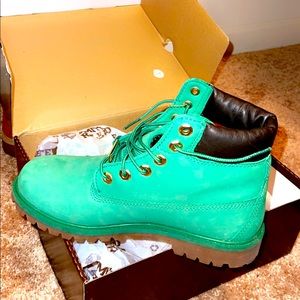 Green Timberland boots